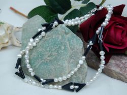 Pearl Necklace,7-8mm Pearl, With Agate Beads