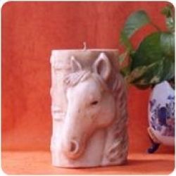 Beeswax Candle Embossed With Horsehead
