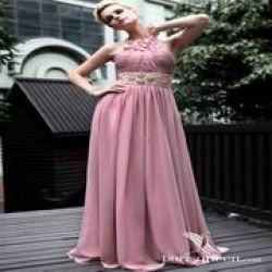 Long Pink Length Floor Gown Dress