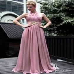 Long Pink Length Floor Gown Dress