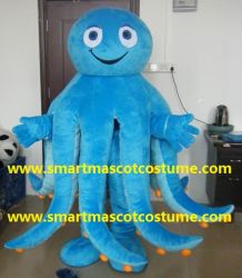 Blue Octopus Mascot Costume 
